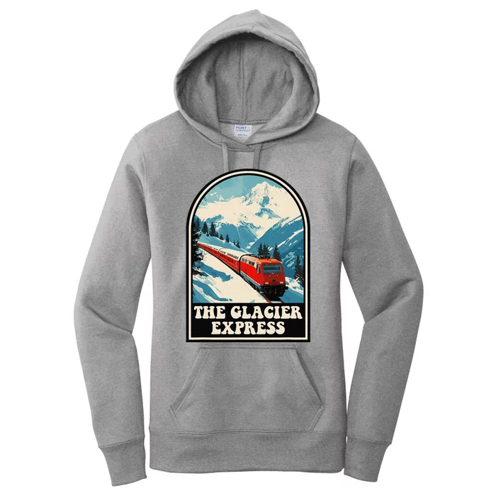 The Glacier Express Switzerland Swiss Train Mountains Winter Women's Pullover Hoodie