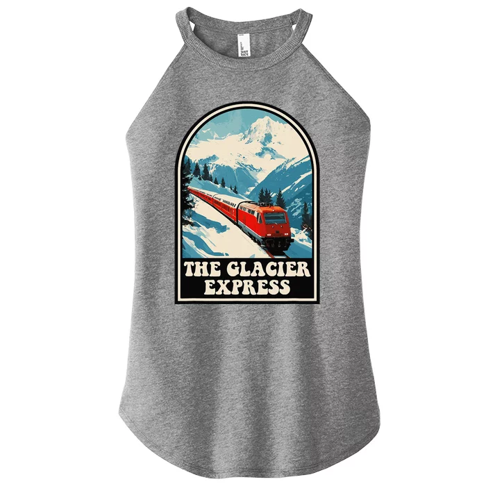 The Glacier Express Switzerland Swiss Train Mountains Winter Women’s Perfect Tri Rocker Tank