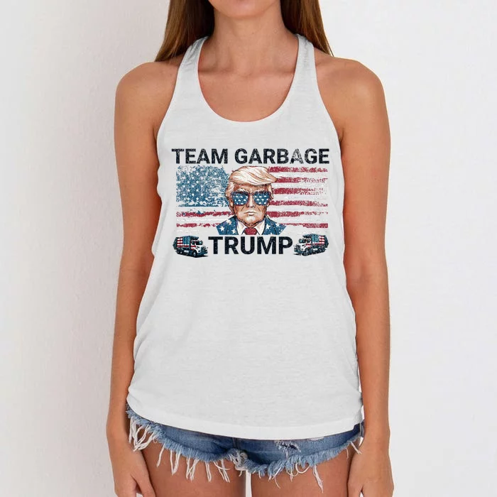 Team Garbage For Trump 2024 Funny Conservative Republican Women's Knotted Racerback Tank