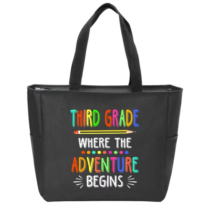 Third Grade Funny Where The Adventure Begins Teacher Zip Tote Bag