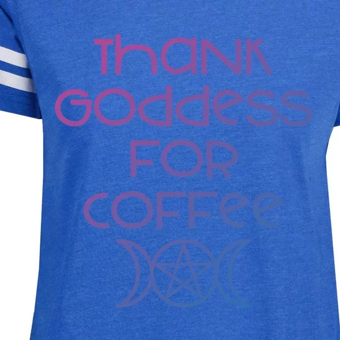 Thank Goddess For Coffee Addicts Wiccan Pagan Cheeky Witch Gift Enza Ladies Jersey Football T-Shirt