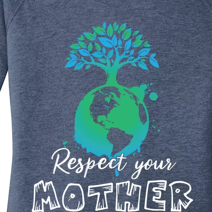 Tree Growing From Planet Respect Your Mother Earth Day Gift Women's Perfect Tri Tunic Long Sleeve Shirt