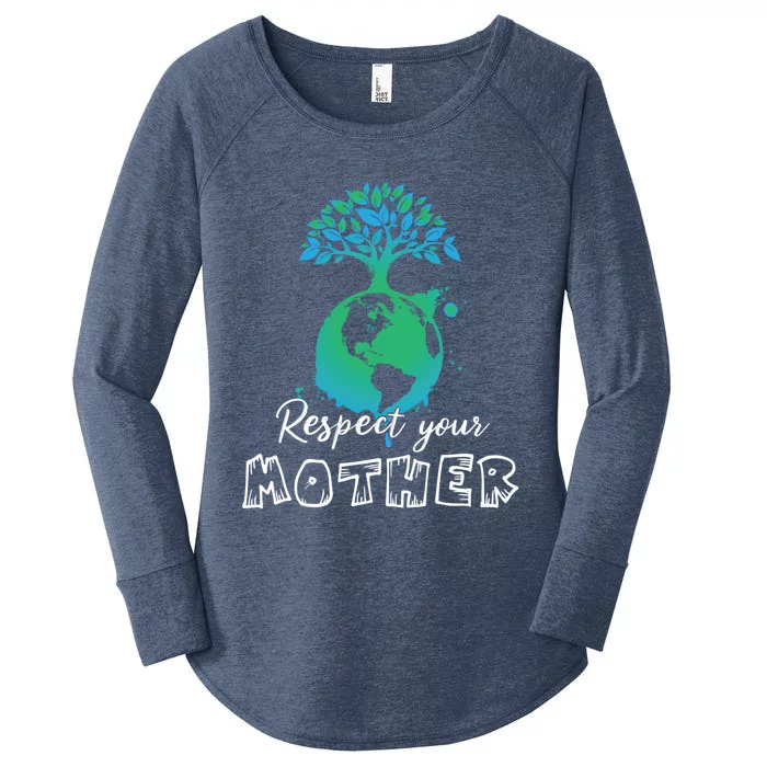 Tree Growing From Planet Respect Your Mother Earth Day Gift Women's Perfect Tri Tunic Long Sleeve Shirt