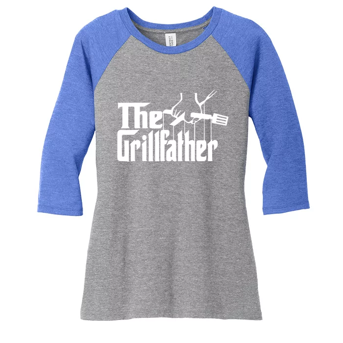 The Grillfather Funny Cool Bbq Grill Chef Gift Women's Tri-Blend 3/4-Sleeve Raglan Shirt