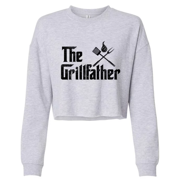 The Grillfather Funny Dad Bbq Gift Cropped Pullover Crew