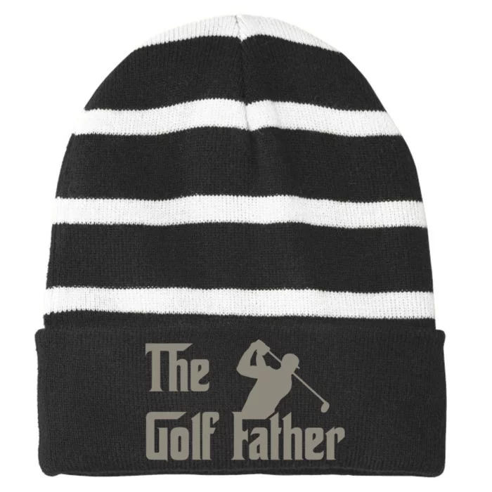 The Golf Father Funny Golfing For Golfer Fathers Striped Beanie with Solid Band