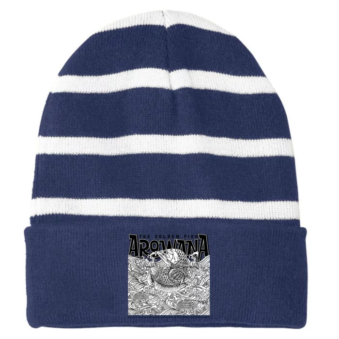 The Golden Fish Arowana Striped Beanie with Solid Band