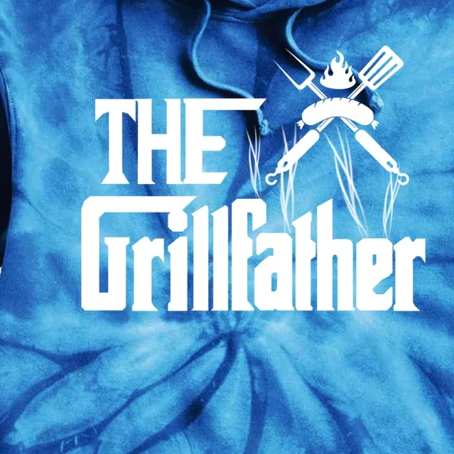 The Grillfather Funny Pun Bbq Grill And Smoker Barbecue Chef Gift Tie Dye Hoodie