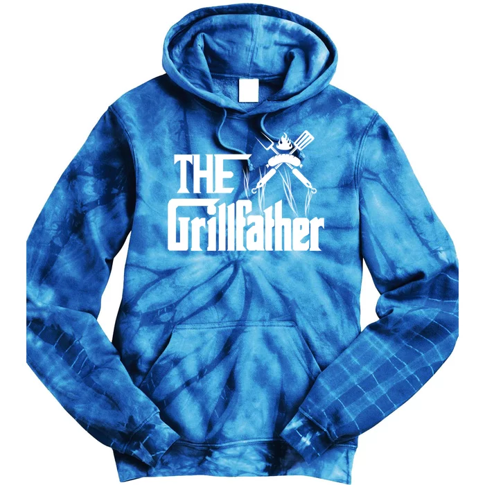 The Grillfather Funny Pun Bbq Grill And Smoker Barbecue Chef Gift Tie Dye Hoodie