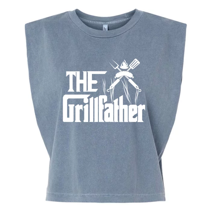 The Grillfather Funny Pun Bbq Grill And Smoker Barbecue Chef Gift Garment-Dyed Women's Muscle Tee