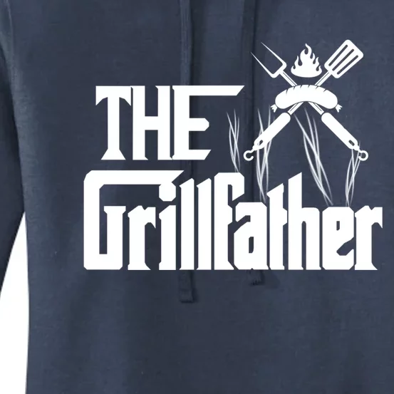 The Grillfather Funny Pun Bbq Grill And Smoker Barbecue Chef Gift Women's Pullover Hoodie