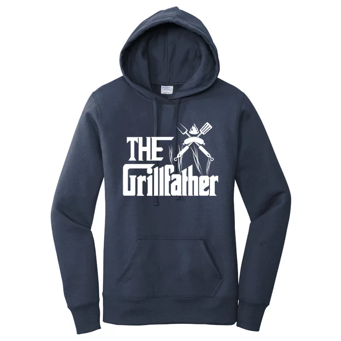 The Grillfather Funny Pun Bbq Grill And Smoker Barbecue Chef Gift Women's Pullover Hoodie