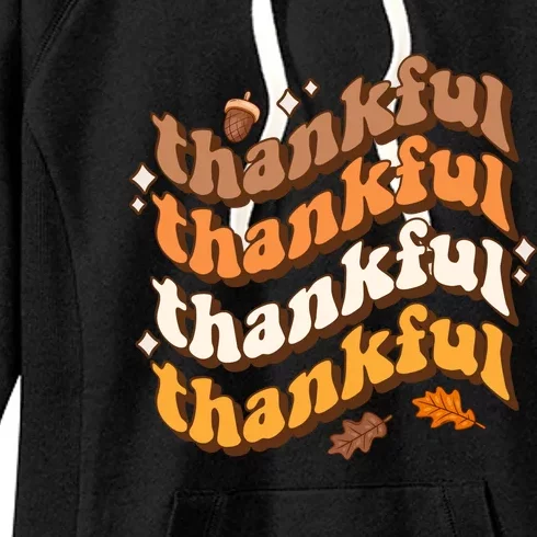 Thankful Groovy Family Thanksgiving Matching Outfits Women's Fleece Hoodie