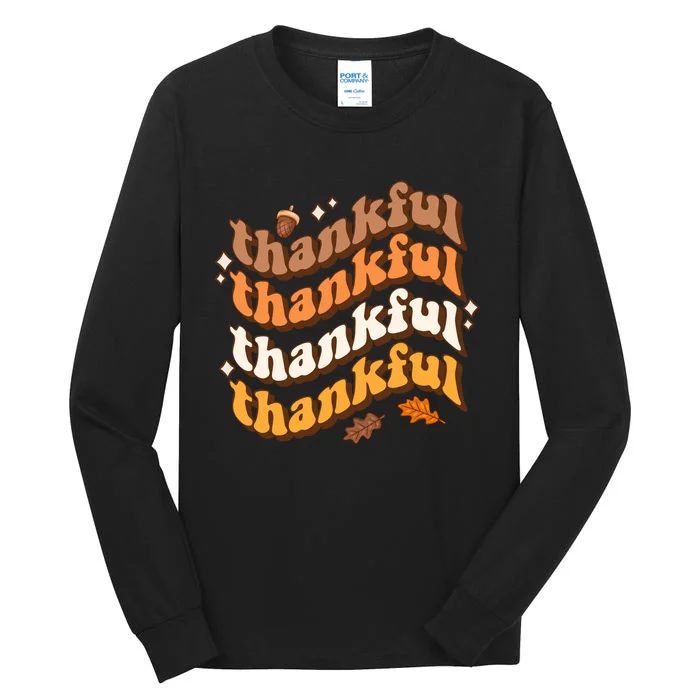 Thankful Groovy Family Thanksgiving Matching Outfits Tall Long Sleeve T-Shirt