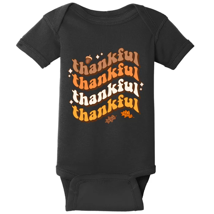 Thankful Groovy Family Thanksgiving Matching Outfits Baby Bodysuit