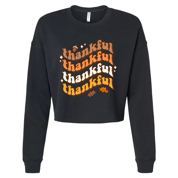 Thankful Groovy Family Thanksgiving Matching Outfits Cropped Pullover Crew