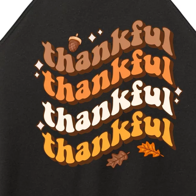 Thankful Groovy Family Thanksgiving Matching Outfits Women’s Perfect Tri Rocker Tank