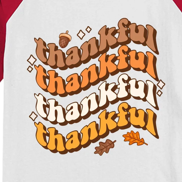 Thankful Groovy Family Thanksgiving Matching Outfits Kids Colorblock Raglan Jersey