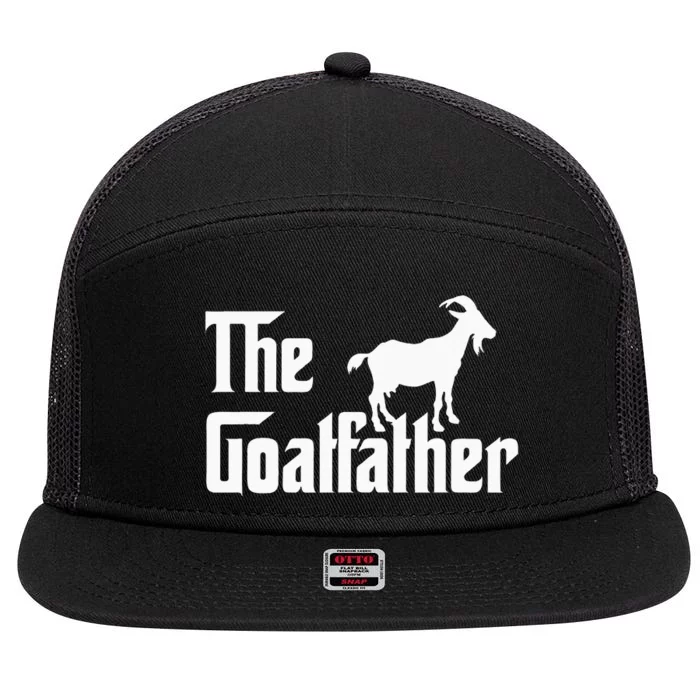 The Goatfather Funny Goat Father Lover Gift 7 Panel Mesh Trucker Snapback Hat