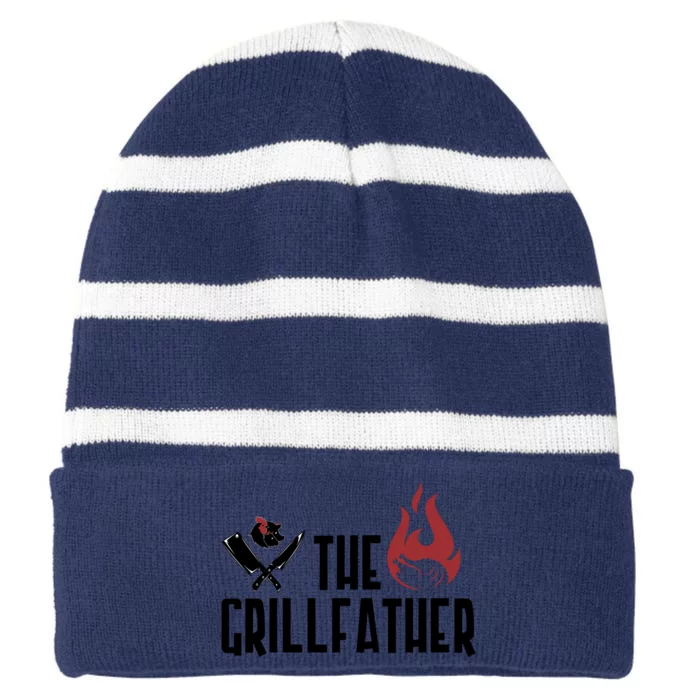 The Grillfather Funny Chef Striped Beanie with Solid Band