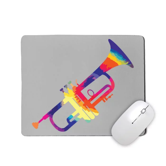 Trumpet Gift For Trumpet Player Multicolor Tie Dye Trumpet Premium Mousepad