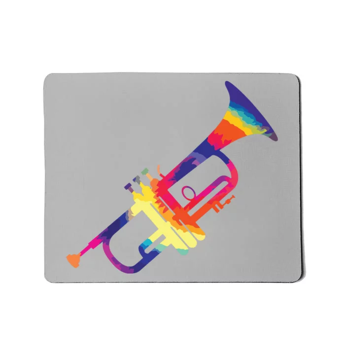 Trumpet Gift For Trumpet Player Multicolor Tie Dye Trumpet Premium Mousepad