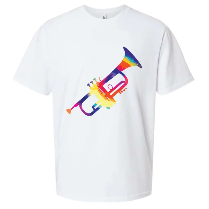 Trumpet Gift For Trumpet Player Multicolor Tie Dye Trumpet Premium Sueded Cloud Jersey T-Shirt