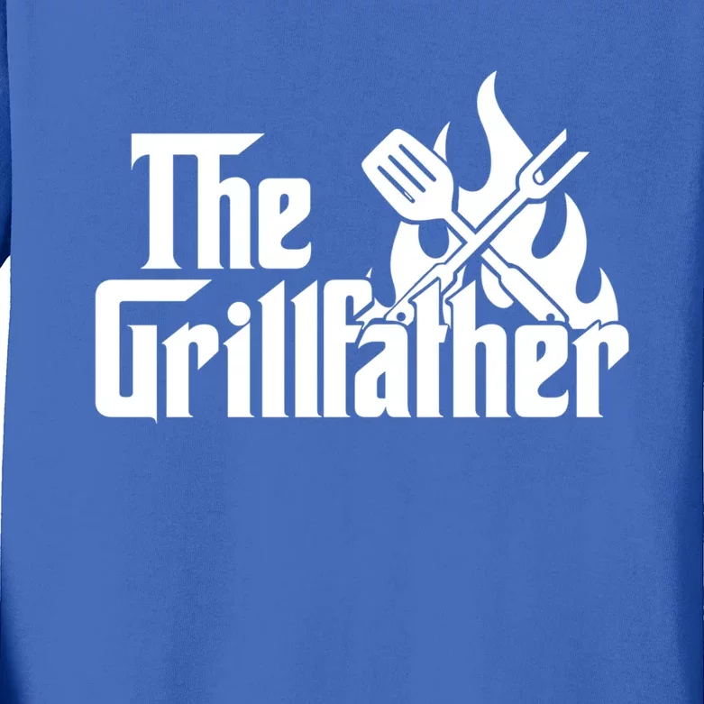 The Grillfather Fire Spatula Meat Fork Retro Movie Parody Gift Kids Long Sleeve Shirt