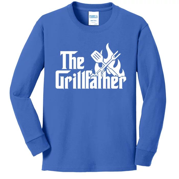 The Grillfather Fire Spatula Meat Fork Retro Movie Parody Gift Kids Long Sleeve Shirt