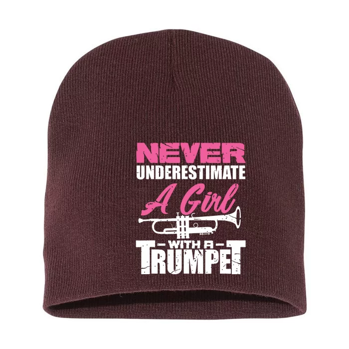 Trumpet Girl Funny Trumpet Player Marching Band Short Acrylic Beanie