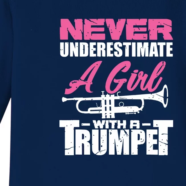 Trumpet Girl Funny Trumpet Player Marching Band Baby Long Sleeve Bodysuit