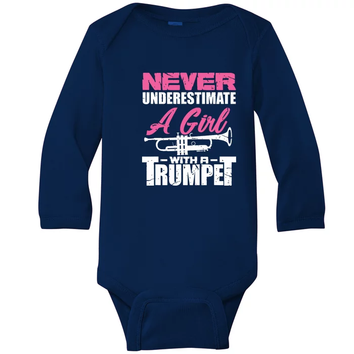 Trumpet Girl Funny Trumpet Player Marching Band Baby Long Sleeve Bodysuit