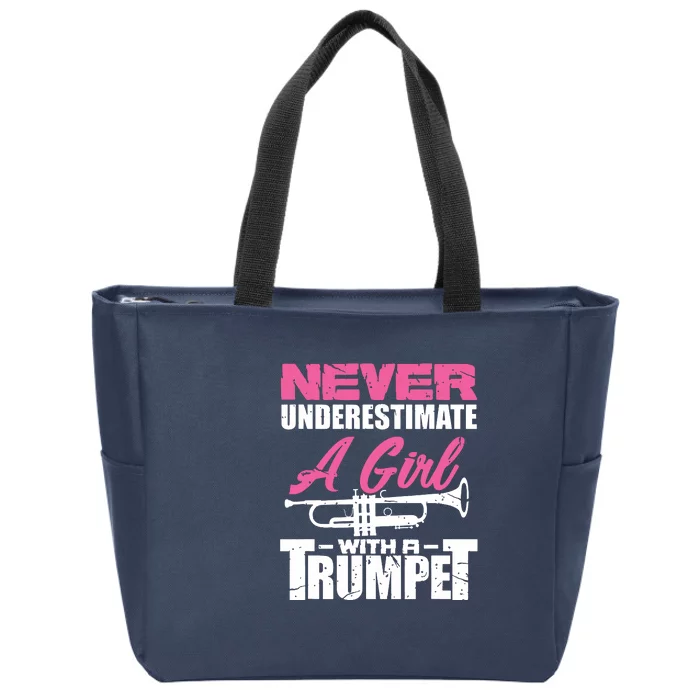 Trumpet Girl Funny Trumpet Player Marching Band Zip Tote Bag