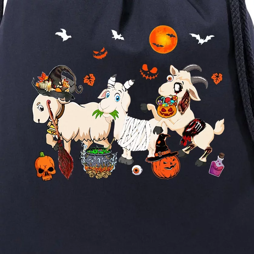 Three Goats Funny Witch Scary Mummy Halloween Zombie Lover Drawstring Bag