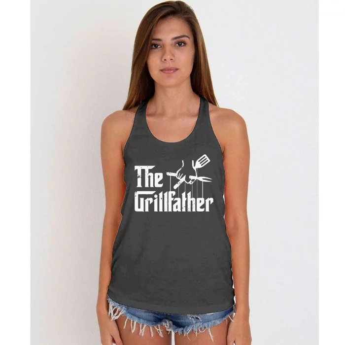 The Grillfather Funny Retro Barbecue Lover BBQ & Grilling Women's Knotted Racerback Tank