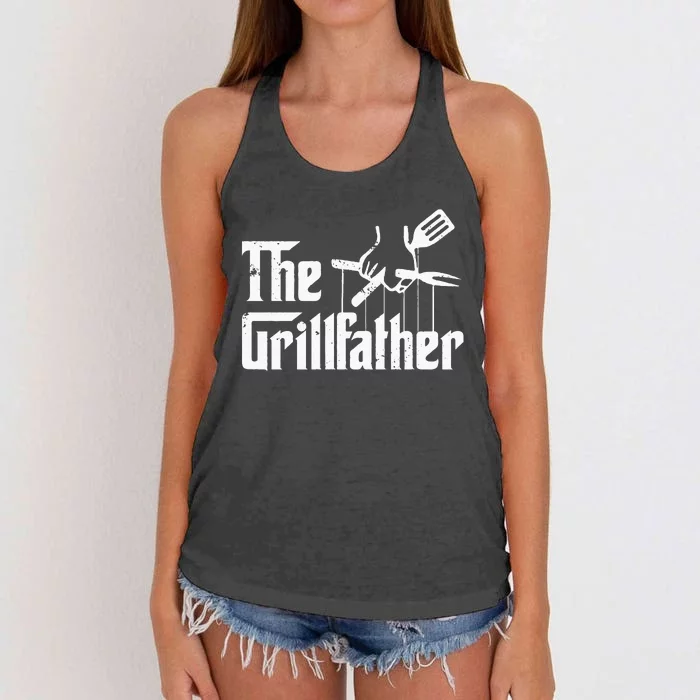 The Grillfather Funny Retro Barbecue Lover BBQ & Grilling Women's Knotted Racerback Tank