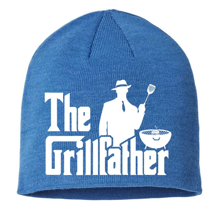 The Grillfather Funny Bbq Design For Dads Cool Gift 8 1/2in Sustainable Knit Beanie