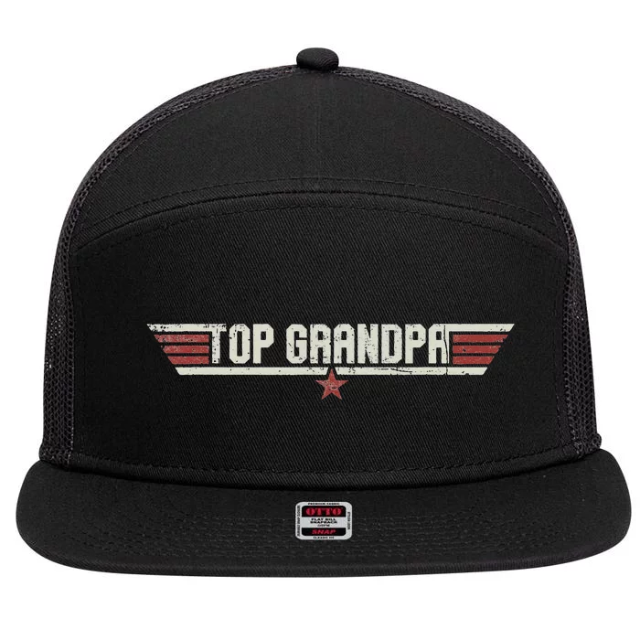 Top Grandpa Funny Vintage 80s 80's Grandfather Father's Day 7 Panel Mesh Trucker Snapback Hat