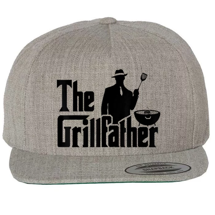 The Grillfather Funny BBQ Design For Dads Wool Snapback Cap