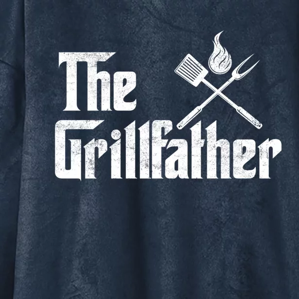 The Grillfather Funny Dad Bbq Gift Hooded Wearable Blanket