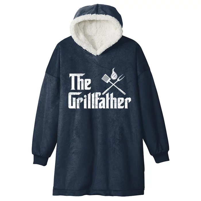 The Grillfather Funny Dad Bbq Gift Hooded Wearable Blanket