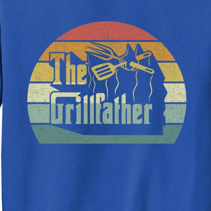 The Grillfather Funny Dad Grandpa Grilling Bbq Meat Retro Gift Tall Sweatshirt