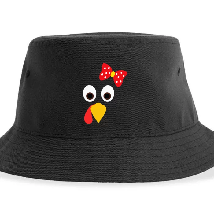 Turkey Girl Face Funny Thanksgiving Sustainable Bucket Hat