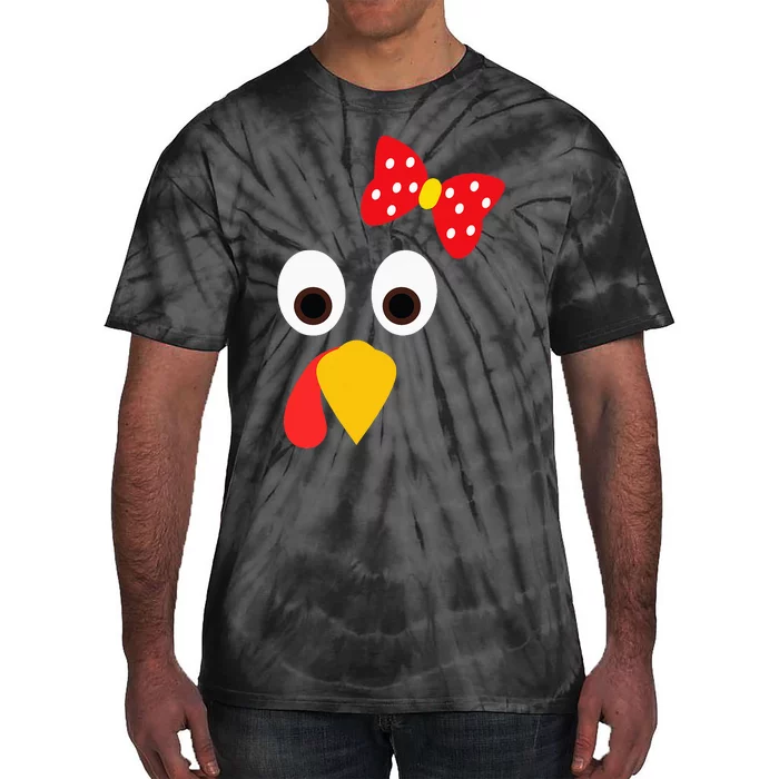 Turkey Girl Face Funny Thanksgiving Tie-Dye T-Shirt