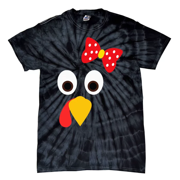 Turkey Girl Face Funny Thanksgiving Tie-Dye T-Shirt