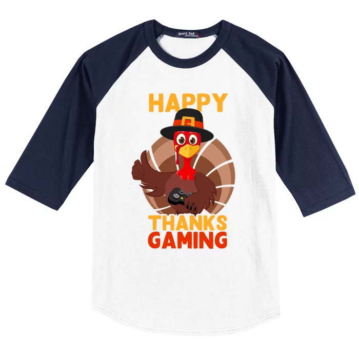 Thanksgiving Gaming Funny Gift Funny Turkey Video Gamers Family Gift Baseball Sleeve Shirt