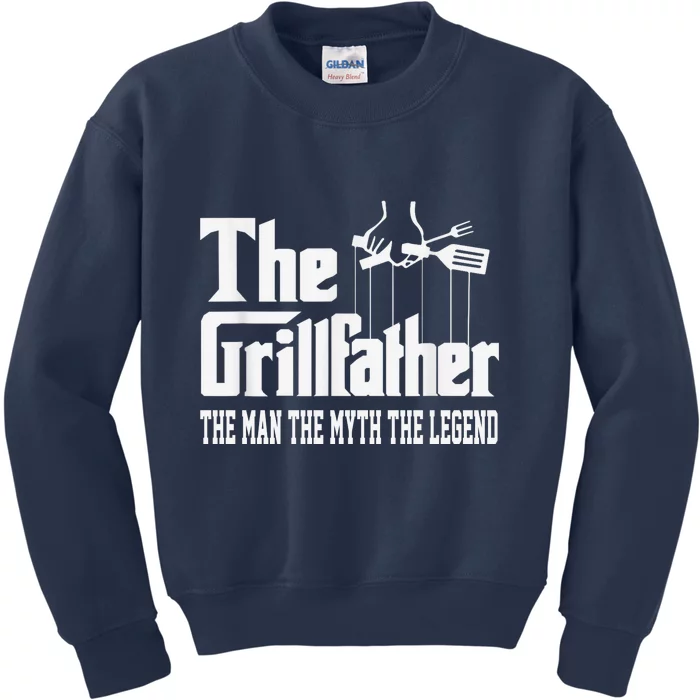 The Grillfather | Funny Dad Grandpa Grilling Bbq Meat Humor Kids Sweatshirt