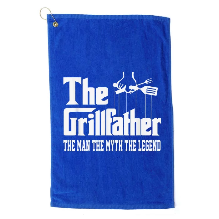 The Grillfather | Funny Dad Grandpa Grilling Bbq Meat Humor Platinum Collection Golf Towel