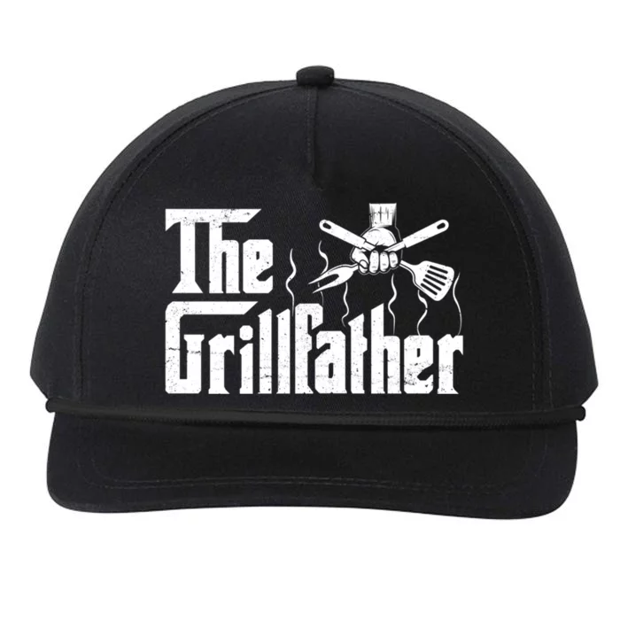 The Grillfather Funny Retro Barbecue Lover Bbq And Grilling Gift Snapback Five-Panel Rope Hat