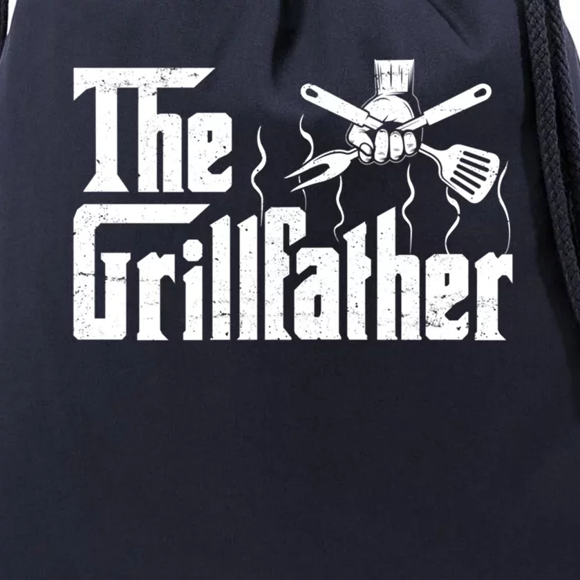 The Grillfather Funny Retro Barbecue Lover Bbq And Grilling Gift Drawstring Bag